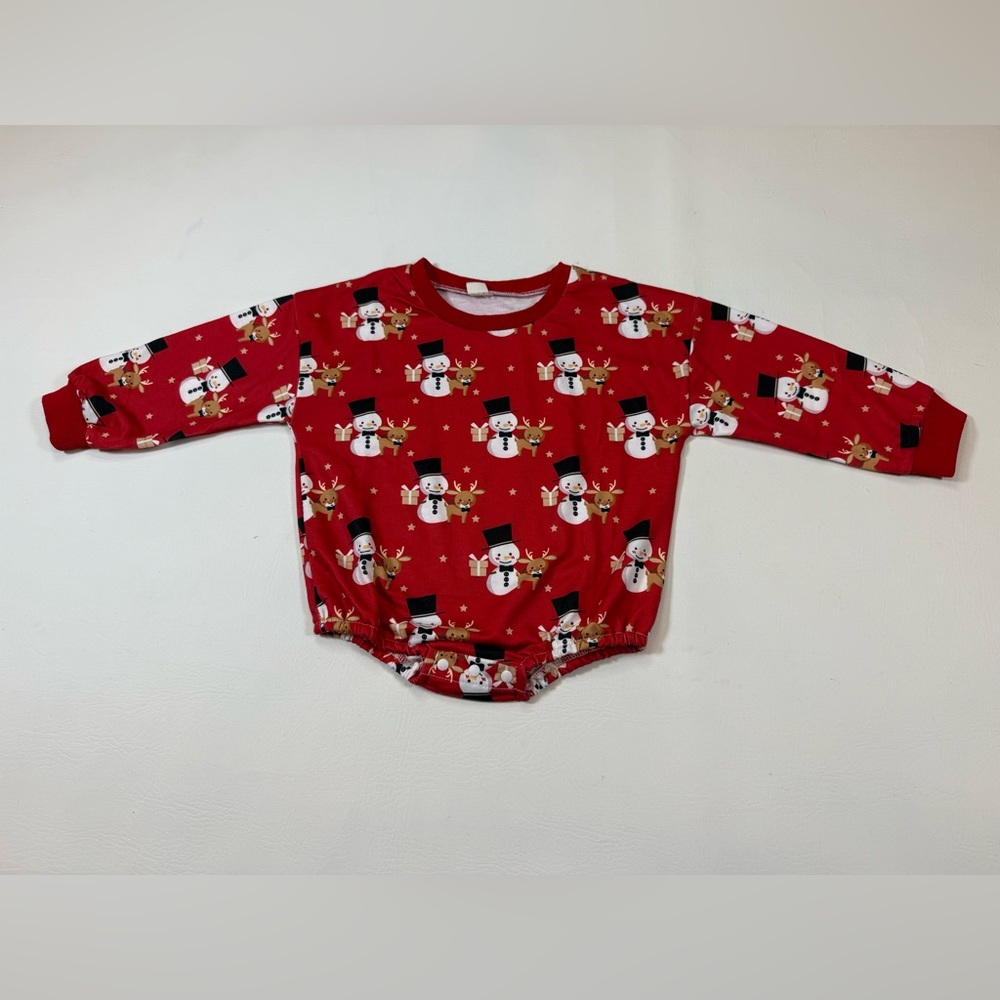 Baby unisex Christmas Romper Snowman Santa Print 18-24 mon. (Bin Z) - Picture 2 of 11